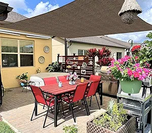 13' x 13' Rectangle Sun Shade Sails Canopy UV Block for Patio Deck Pergola Yard Lawn Outdoor Activities (Brown)