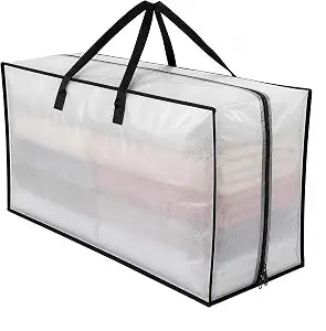Clear Moving Bags Heavy Duty Extra Large 24 Gallon Moving Bags for Clothes with Smooth-Glide Zipper and Reinforced Handles, Packing Supplies for College Dorm Storage and Closet Organization
