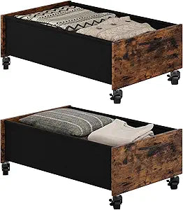 FOUCSSOMEI Under Bed Storage with Wheels, Under Bed Storage Drawers on Wheels, Metal Frame Under Bed Shoe Storage, Space-Saving for Bedroom Closet Organization