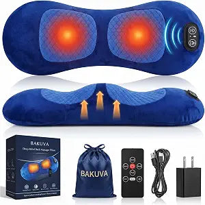 2026 Upgraded 4 in 1 Electric Lumbar Support Massager Pillow with Remote Control, Triple Fusion Back Massager with Stretching Vibration And Heat for Lower Back Pain Relief for Office, Bed, Car, Sofa