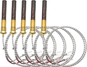 5 pcs 24" Aluminum 750mv Thermopile Generator Replacement for Fireplace Thermopile Replacement Fireplace&Stove Accessories,Fire Gas Stoves Heat&Glo Gas Stoves Oven Water Heater&Frying Furnace