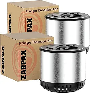 ZARPAX Refrigerator Deodorizer - Double Pack - Fridge Smell Eliminator Lasts for 10 Years -18ft3 Capacity Strong Fridge Odor Absorber, Eliminator & Air Purifier - More Effective Than Baking Soda