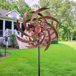 Wind Spinners Outdoor Garden Decor, 360Metal Kinetic Wind Sculpture Spinner, 16W*76H inch Windmill for Yard, Patio, Backyard, Garden Gifts for Women
