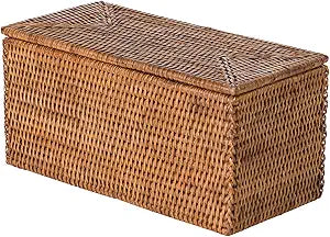 KOUBOO La Jolla Rattan Box, Toilet Roll Storage, Storage Boxes, Rattan Basket Decorative Boxes, Storage Container, Rectangular, Honey - Brown