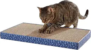Kitty City 5-Pack XL Double Sided Corrugate Cat Scratcher Pads with Catnip - X-Large Horizontal Cat Scratcher Mats, Reversible Corrugate Nail File Scratchers - Fish Bone Design, 18 x 10 Each