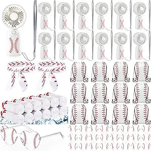 Woanger 48 Pcs Baseball Cooling Gifts 12 Mini Handheld Fans with Lanyard Bulk 12 Cooling Neck Towels 12 Heart Sunglasses 12 Drawstring String Bags Sports Team Gifts Summer Party Favor for Coach