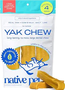 Native Pet Yak Cheese Himalayan Dog Chews - Long Lasting Dental Sticks for Large Breeds 100% All Natural Himalayan Yak Chews for Large Dogs Cheese Bone for Aggressive Chewers - 3 Per Pack