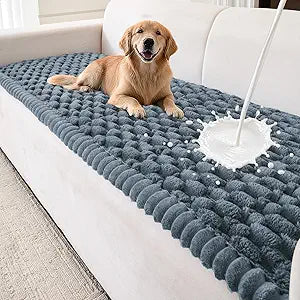Waterproof Couch Cover for Dogs Washable, Non Slip Fuzzy Pet Couch Covers for 3-4 Cushion Sofa Thick Soft Dog Friendly Bed Mat for Couches and Sofas Furniture Protector(Dark Grey, 27.6" x 82.6")