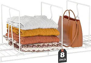 Wire Shelf Dividers for Closet: Tall 10.6in x Deep 12in, 8 Pack