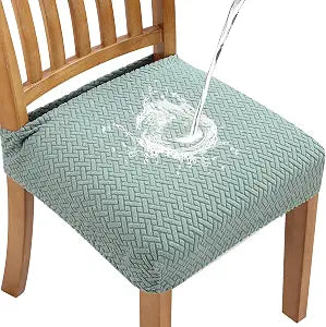 Fuloon Stretch Waterproof Chair Seat Covers 4 PCS, Removable Washable Dining Room Chair Covers Anti-Dust Seat Cushion Slipcovers for Bedroom, Kitchen, Hotel, Banquet (I-Sage Green, 4)