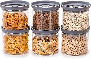 Glass Canisters with Airtight Lids Set of 6 (17.5 oz) - Borosilicate Glass Jars for Overnight Oats, Meal Prep & Pantry Storage, Stackable, BPA-Free, Dishwasher Safe Kitchen Containers
