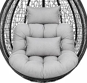 Pinkunn Hanging Egg Chair Cushion 2 kg Replacement Waterproof Rocking Wicker Chair Cushions Swing Hammock Egg Hanging Cushion Pad with Headrest Pillow Elastic for Indoor Outdoor Patio Porch(Gray)