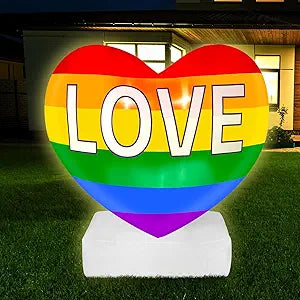 Rainbow Pride Inflatables Outdoor Decorations 5 ft LGBTQ Gay Pride Love Rainbow Yard Decorations with LED Lighted Blow up Yard Lawn Community Decoration for LGBTQ Lesbian Gay Transgender