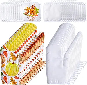 Patelai 50 Pieces Blank Sublimation Oven Mitts Set Include Blank Sublimation Heat Resistance Oven Gloves and Pot Holders for DIY Kitchen Dining Room Accessories