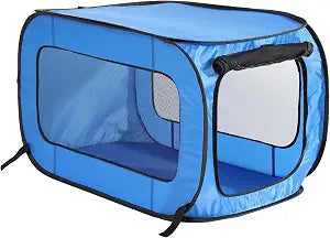 Beatrice Home Fashions Portable, Collapsible, Pop Up Kennel Travel Cat and Dog Crate, 36" L x 22" W x 22" H, Blue