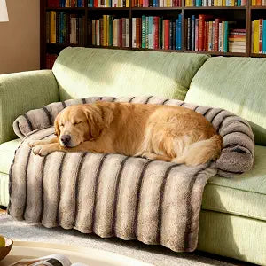 WATANIYA PET Large Dog Couch Bed, Fluffy Washable Couch Protector for Dogs with Removable Cover, Non-Slip Dog Sofa Bed, 45x37 Inch, Brown