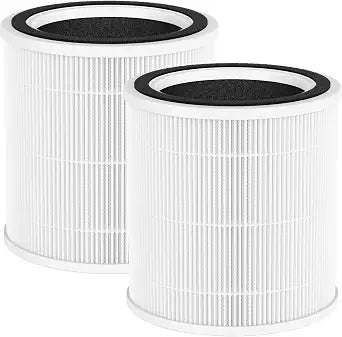 2 Pack AC400 Replacement Filter Compatible with Purivortex AC400 Air Cleaner Purifier, 3-in-1 H13 True HEPA and Activated Carbon Filter, White