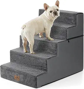 COZY KISS Dog Stairs for Small Dogs, 5 Tier Removable Wider Pet Stairs for Couch and Bed, 23.6" H Non-Slip Dog Steps for Puppies and Old Cats with Support Board, 19.7x29.5x23.6 inch, Dark Grey