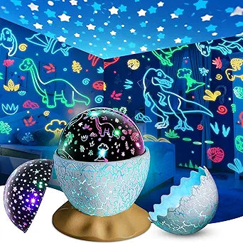 Dinosaur Egg Night Light for Kids, Sensory Toys for Kids Ages 3-5 6 7 8 9 10, Dinosaur Toys Night Light Projector, Birthday Gifts for 3-12 Year Old Boys Girls, 2-in-1 Dino & Star Lamp