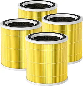 4 Pack AC400 Replacement Filter for Purivortex AC400 Air Purifier, 3-in-1 Pet Care Filter Replacement, Yellow