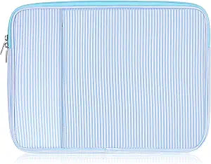 Huhumy Laptop Sleeve Case 13-13.3 Inch for Women Seersucker, Stripe, Blue