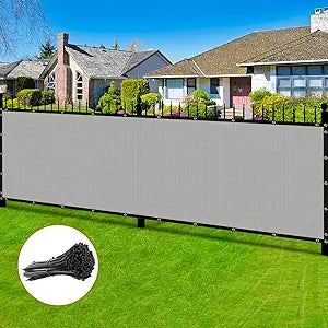 Fence Privacy Screen Outdoor 8' x 50' Gray Heavy Duty Mesh Shade Net Cover with Grommets, Privacy Screens Fencing for Patio Backyard Garden