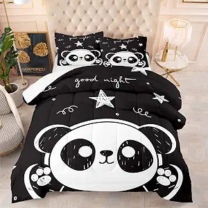 Bodhi Kids Comforter Set, Cute Panda Animal Theme Bedding Set for Boys & Girls, Twin Size with Pillowcase