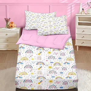 Nesker Rainbow Full Zipper Bedding for Girls, 3-Piece-All-in-one