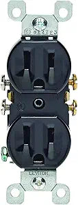 Leviton 15 Amp, 125 Volt, Duplex Receptacle, Residential Grade, Grounding, All Screws Backed Out, 5320-ECP, Black