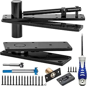 Hidden Door Hinge,870Lbs Load-BearingLarger Thickened Solid Steel Structure - Heavy Duty 360 Swinging Pivot Hinge for Large Secret Doors, Bookcase, Murphy & Shelf Doors (Patent Pending)