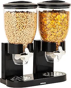 Mind Reader Double Dry Food Dispenser, 2 x 3.5L Countertop Containers for Cereal, Granola, Candy, Rice, and Coffee Beans