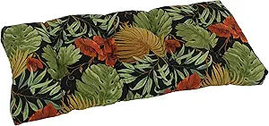 Blazing Needles Squared Patterned Spun Polyester Tufted Loveseat Cushion, 42" x 19", Tropique Raven