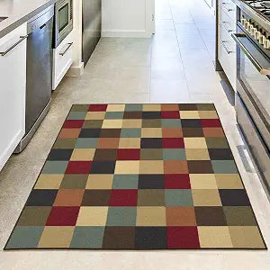 Ottomanson Checkered 3x5 Area Rug for Entryway Non-Slip Kitchen Rugs
