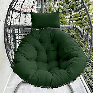 DANGHOOGY Outdoor Egg Chair Cushion, Waterproof Hanging Chair Cushion with Headrest Pillow, Egg Chair Replacement Cushion for Patio Furniture, U-Shaped Eggs Swing Cushion for Basket Chairs, Green