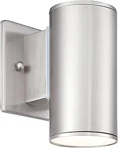 Designers Fountain Barrow LED Outdoor Light Fixture, 6 Inch Exterior Wall Lantern Sconce for Front Door, Patio and Porch, Satin Platinum, LED33001-SP