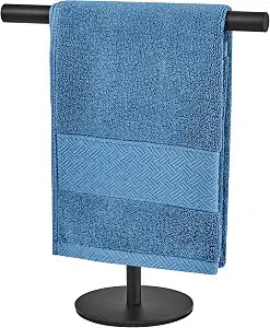 Hand Towel Holder for Bathroom, T-Shape Free Standing Towel Bar Rack Stand, Hand Towel Rack for Bathroom Vanity Kitchen countertop, Black