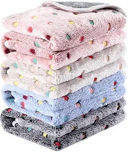 Reginary 4 Pcs Waterproof Guinea Pig Blankets Washable Small Animal Fleece Bedding Absorbent Guinea Pig Cage Liners Reusable Training Pee Pad Pet Sleep Mat for Hamster(Colorful Dot,24 x 47 Inch)