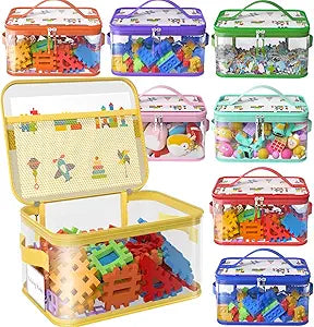 8 Pack Extra Large Clear Toy Storage Bags with Zippers & Labels, Reusable PVC Transparent Waterproof Toy Organizer Bags for Board Game Storage, Building Blocks, Puzzle, Dolls