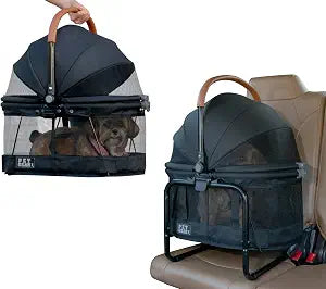 Pet Gear No-Zip View 360 Pet Carrier & Car Seat, 20", Dark Charcoal | Booster Seat Frame, Mesh Ventilation, Push Button Entry, No Tools Required, For Small Dogs & Cats