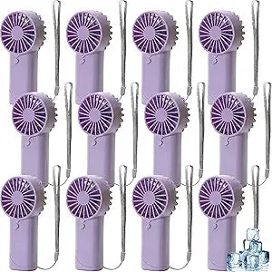 12 Pack Mini Portable Fan Bulk Handheld Pocket Fans Bulk AA Battery Powered Mini Handheld Fans for Summer Wedding Favors Travel Beach Camping Outdoor Cooling Gifts