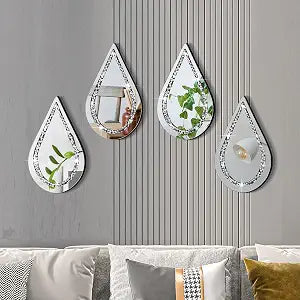Yookeer 4 Pcs Espejos Decorativos para Sala Silver Mirror Wall Decor