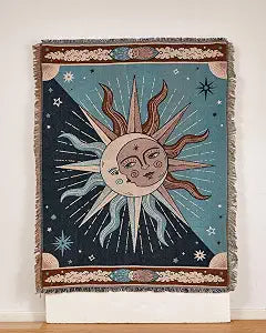 Erke Chair Recliner Cover Boho Throw Blanket Hippie Room Decor Wall Hanging Tapestry Outdoor Picnic Camping Rug Mattress Beach Towel Sofa Furniture Slipcover Bohemian 50x70 The Sun and Moon Stars
