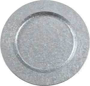 SARO LIFESTYLE Polished Galvanized Charger Plates (Set of 4) Rustic Metal Chargers for Dining, Events & Table Dcor, 13", Silver