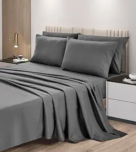 Chezmoi Collection 4-Piece Gray Sheet Set Twin - Extra Soft Breathable Brushed Microfiber Bed Sheets with 15" Deep Pocket & 2 Pillowcases