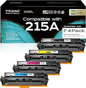 215A Toner Cartridges 4 Pack (with Chip) Replacement for HP 215A W2310A W2311A W2312A W2313A Compatible with HP Color LaserJet Pro MFP M182nw M183fw M183fdw M155dw M155nw Series Printer (BK/C/M/Y)