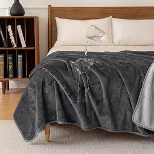 Deep Dream Waterproof Blanket for Bed Intimacy, Queen Size Reversible & Leakproof Throw Blanket for Adults, Soft Flannel Bed Blanket for Bed, Pet Accidents, Travel (60"x80", Dark Grey/Silver Grey)