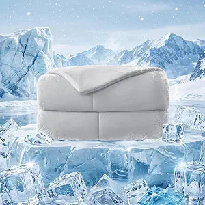 MASVIS Cooling Comforter Queen Size, Cooling Blanket for Hot Sleepers Lightweight Summer Blanket with Double-Sided Cold Tech Fabric,Breathable Cold Blanket,Light Grey,90"X90"