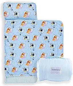 Jay Franco Kids Nap Mat with Embedded Pillow & Blanket Soft 46"x20" Microfiber Sleeping Bag with Name Tag & Handle for School, Travel, Sleepover