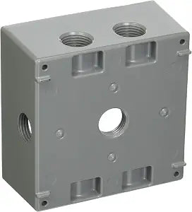 Hubbell-Raco 5338-0 Weatherproof Box, 2 Gang, 31 Cu L X 4-1/2 in W X 2 in D, Gray