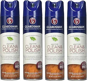 Guardsman Clean & Polish For Wood Furniture - Woodland Fresh - 12.5 oz - Silicone Free, UV Protection - 460700 (4 pack)